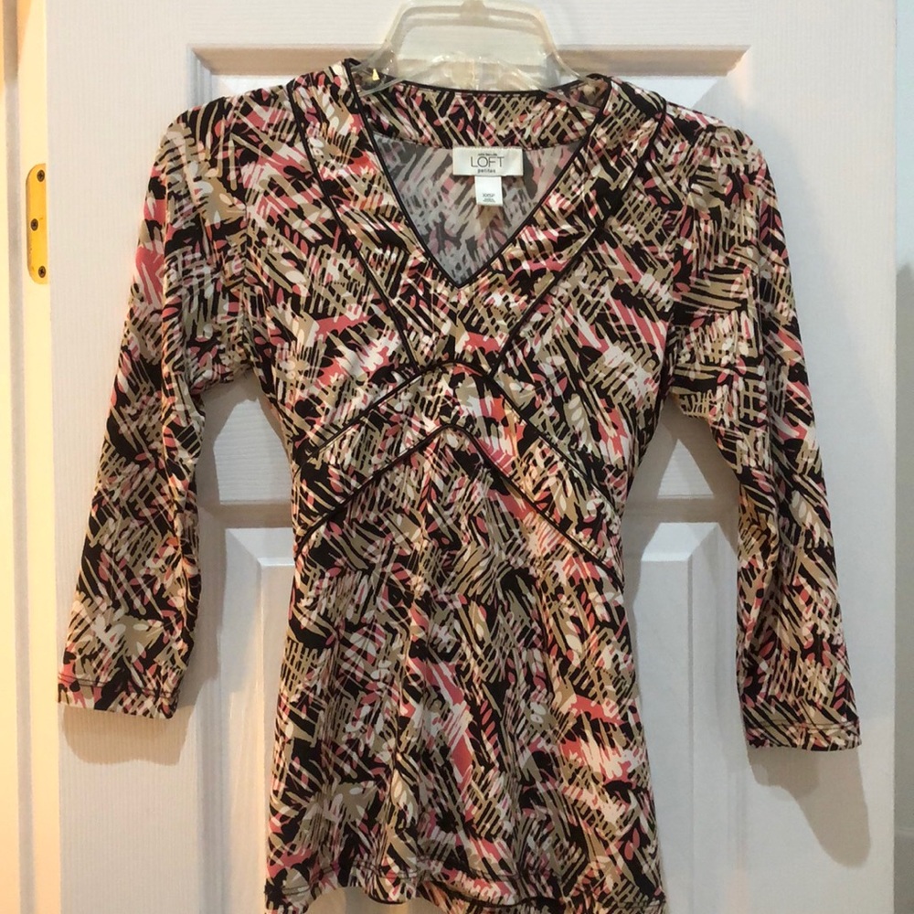 Ann Taylor Loft Petites Pattern Tie-Back Top